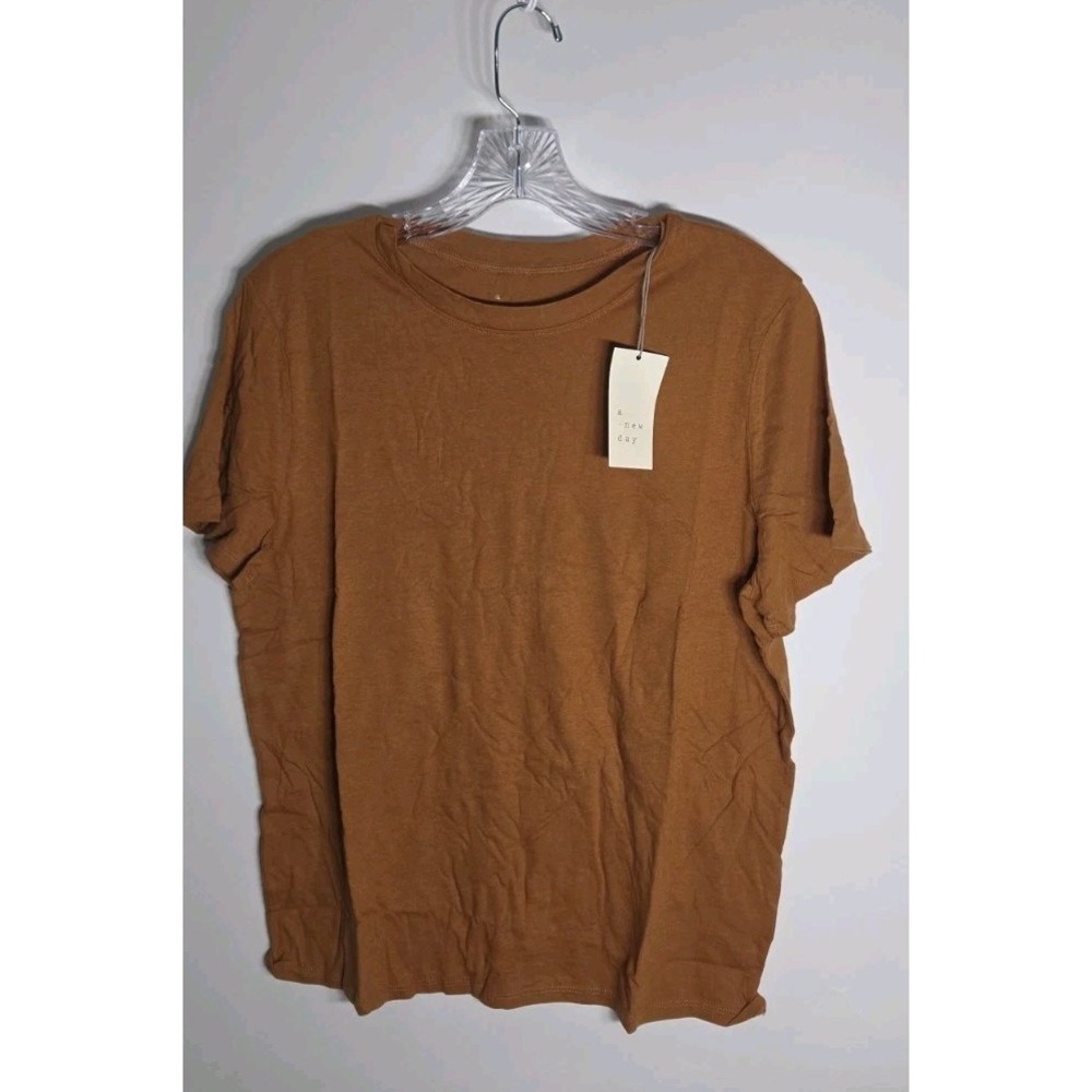 A New Day 2 Pack Womens Short Sleeve T-Shirt Light Brown Small Basic Crew Neck